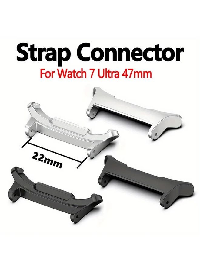 Metal Connectors For Samsung Galaxy Watch 7 Ultra 47mm Band Silvery Black Quick Fit Adapter - Image 1